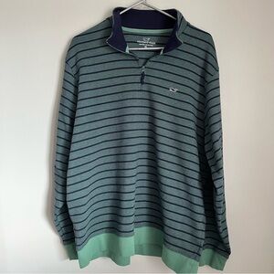 Vineyard Vines Green and Blue Striped Sweatshirt